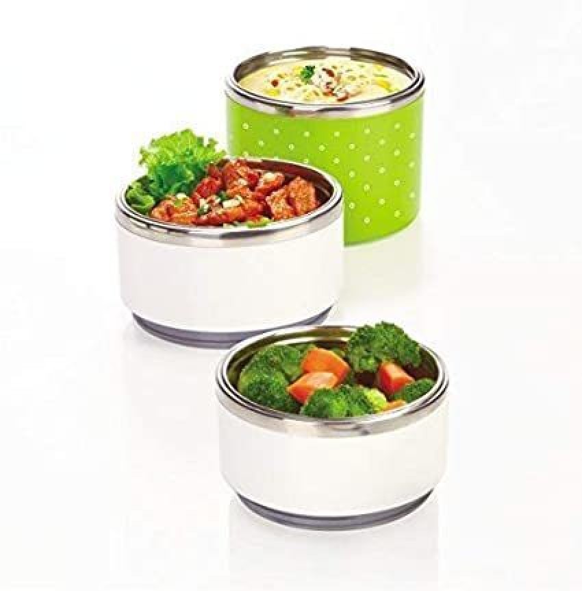 Topware onlinedeals Warm Fresh Food Steel Double Decker 3 Container Premium  Lunchbox with Zipped Thermal Pouch Bag (2x300ml, 1x420ml, Multicolour) 3  Containers Lunch Box (1000 ml) - Price History