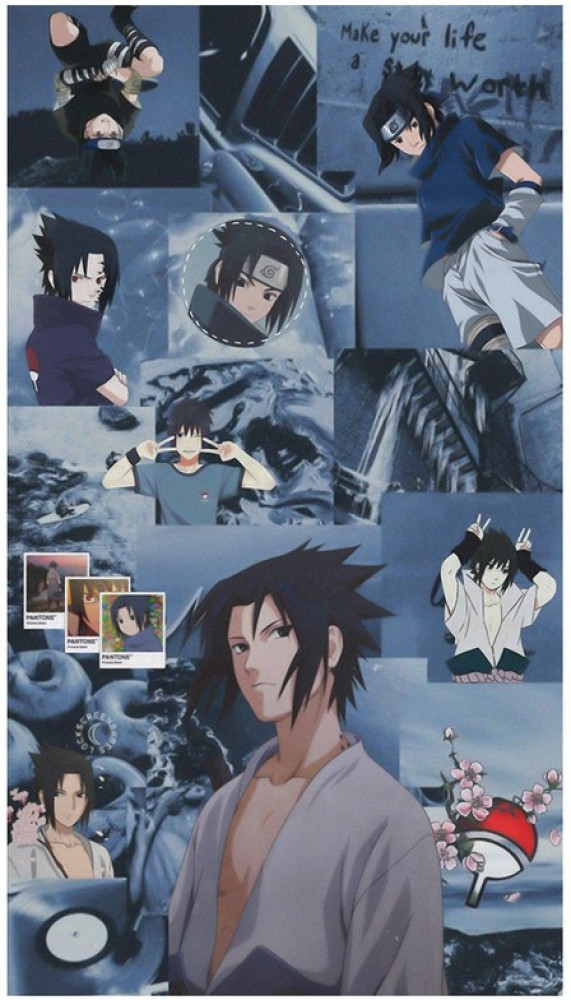 Sasuke uchiha collage wall poster Paper Print - Animation