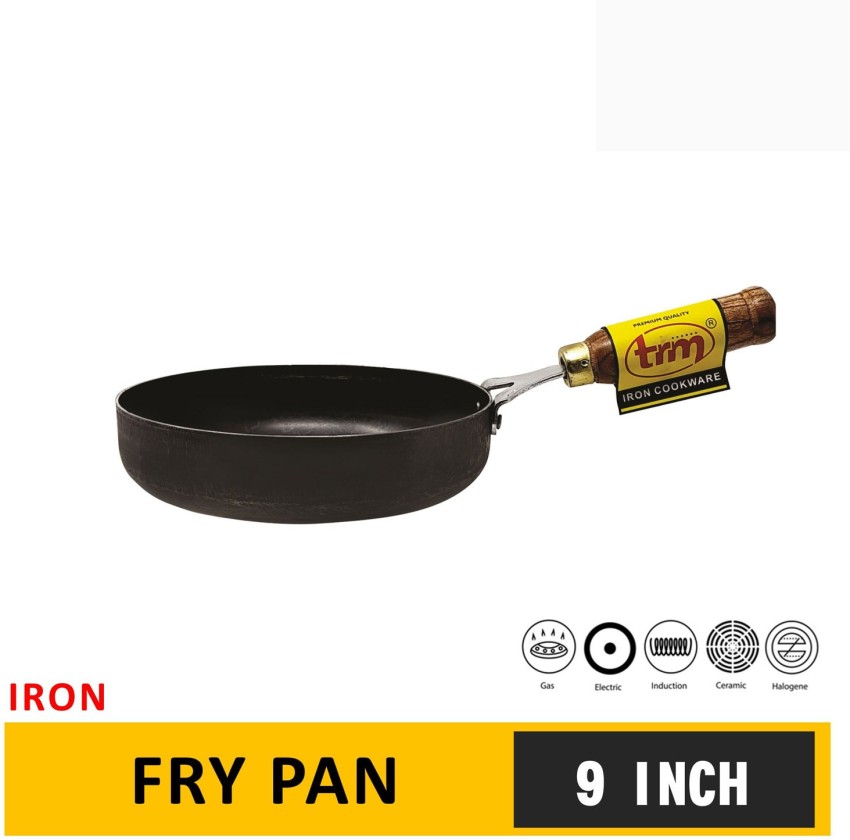 KITCHEN SHOPEE iron Handmade Roti Chapati Tawa with Wooden Handle 9 in iron  fry pan 10 in Fry Pan 22.86 cm, 25.4 cm diameter 5.08 L capacity Price in  India - Buy