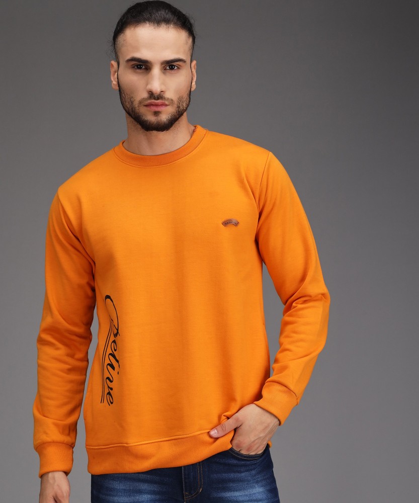 BUDAPEST Printed Round Neck Casual Men Yellow Sweater