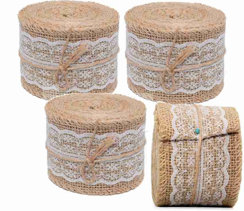BANSURI ARISTOCRATIC Natural Jute Lace 1 Rolls 2 Inch Width (4 Pcs) with  White Lace for Craft and Gift Packaging  Jute Craft Materials Natural Jute  Burlap Ribbon Lace Reel Price in India - Buy BANSURI ARISTOCRATIC Natural  Jute Lace 1 Rolls 2