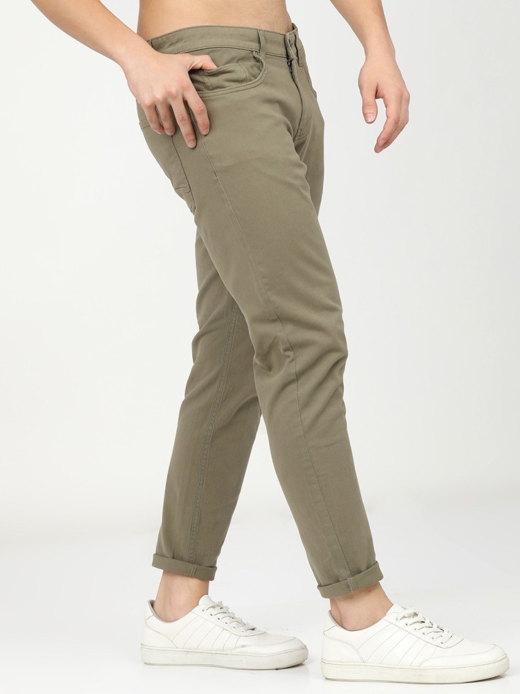 HIGHLANDER Slim Fit Men Brown Trousers - Buy DARK KHAKI HIGHLANDER Slim Fit  Men Brown Trousers Online at Best Prices in India