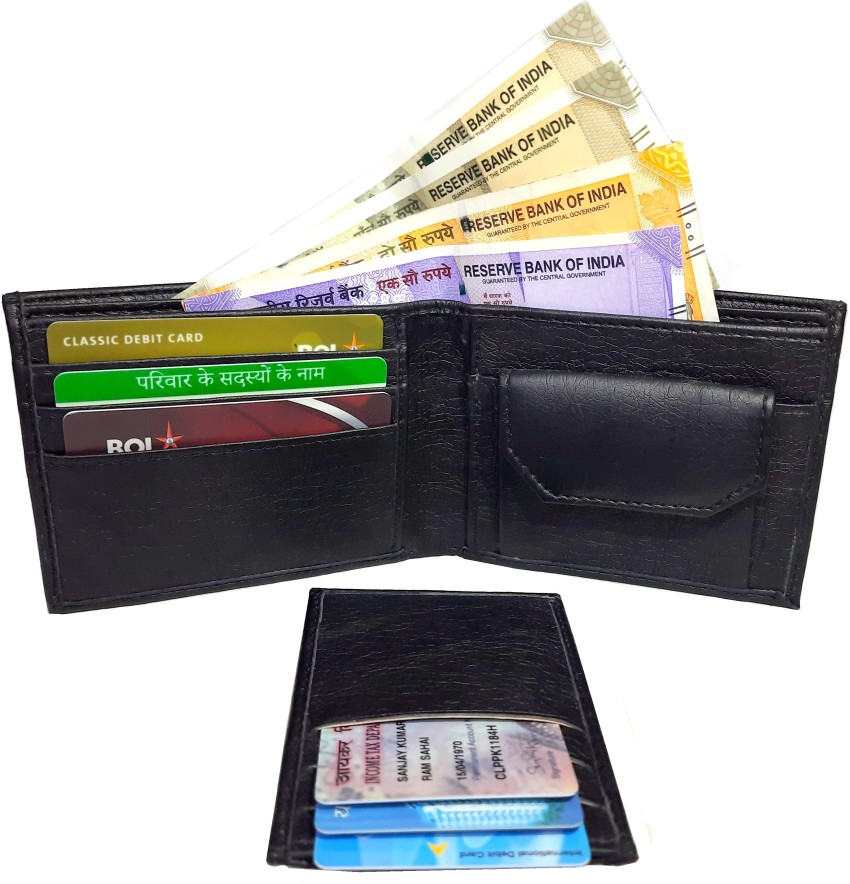 KINGFLYER Men Casual Black Artificial Leather Wallet Black - Price in India