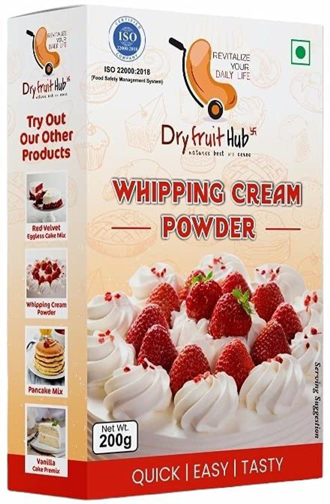 Dry Fruit Hub Whipping Cream Powder 200gm Whipping Cream for Cakes Whipped Cream Whipping Cream for Cake Decorating. Whipped Cream Topping Price in India Buy Dry Fruit Hub Whipping Cream Powder