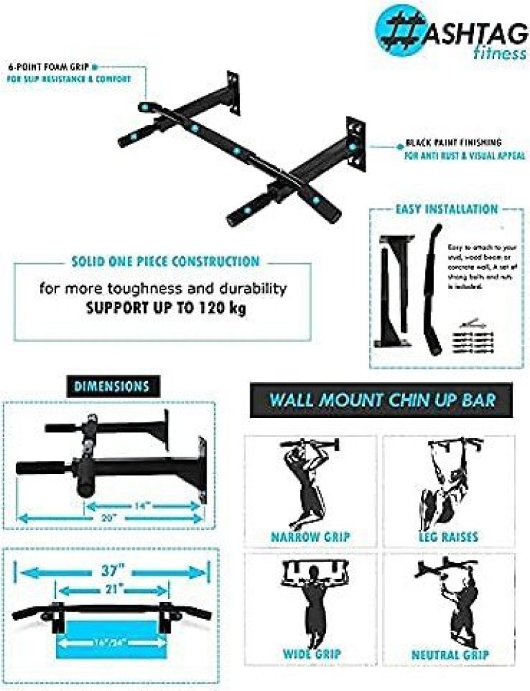 HASHTAG FITNESS Home Gym Wall Mount Pull up bar, Strength Training