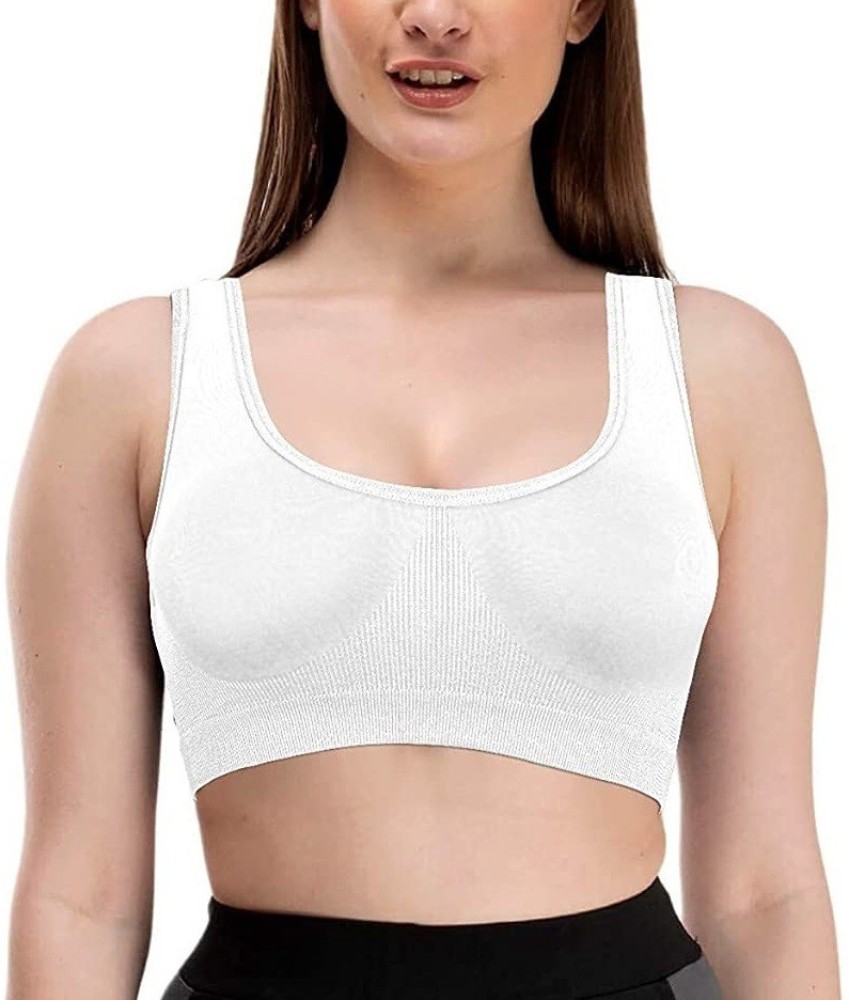 Uniqon Everyday Wear White Color Women's and Girls Comfortable Cotton  Innerwear Stretchable Non Padded Non-Wired Sports Air Bra for Sport, Gym,  Yoga, Running, Dancing, Cycling Women Sports Non Padded Bra - Buy