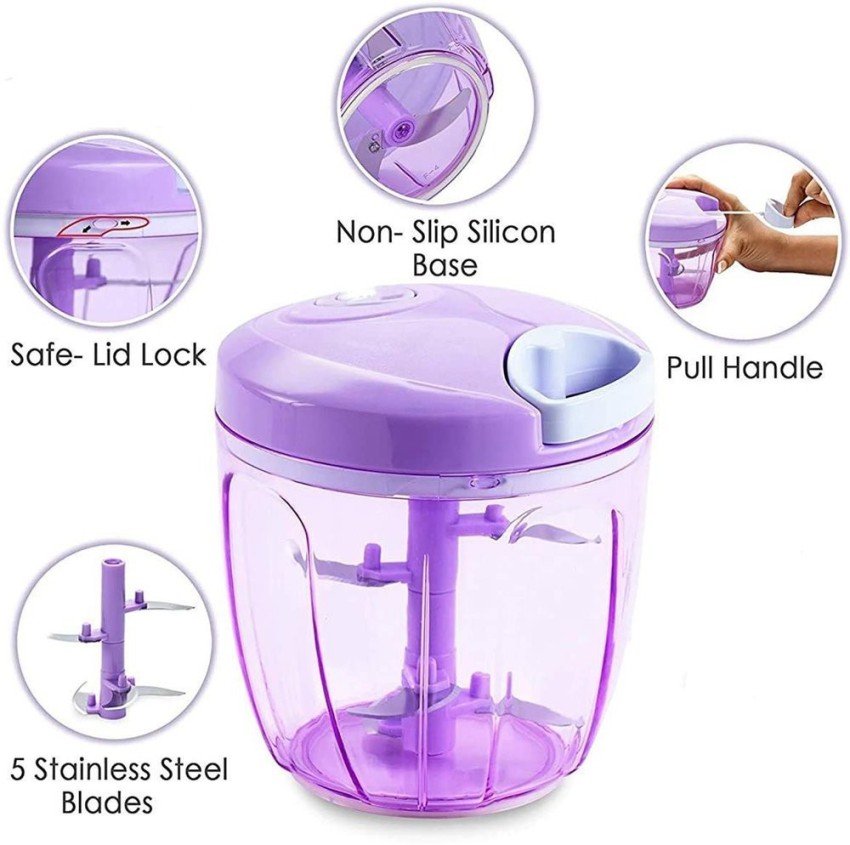 Pigeon Vegetable Chopper, Handy and Compact Manual Food Chopper with  Stainless Steel Blades, 0.9 Liters, Large Hand Powered, Onion Chopper, Vegetable Cutter, Veggie chopper