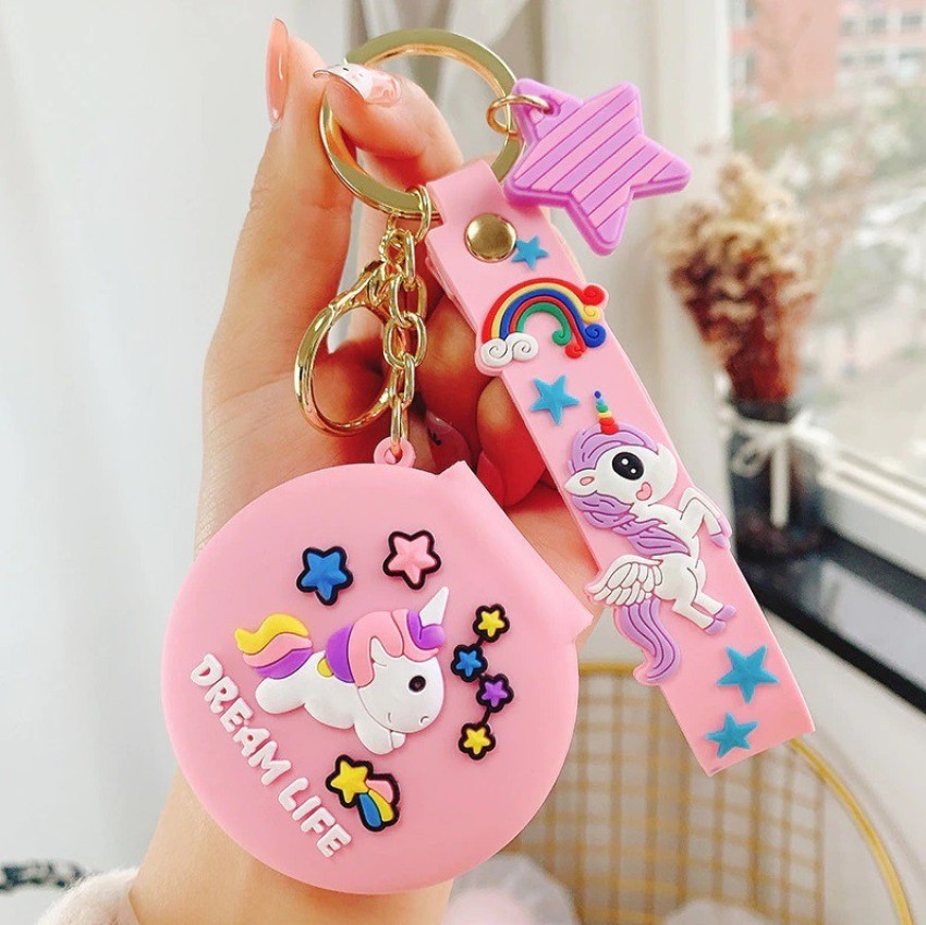 Priceless Deals Cute Unicorn Mirror Keychain Girls Keychain Hanging Pendant For Bag, Backpack, Pouch, Car Ladies Bag Keychain Key Chain