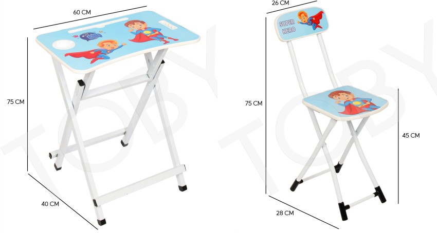 Toby Baby Desk/Kids Study Table Chair Set Cartoon Printed Height