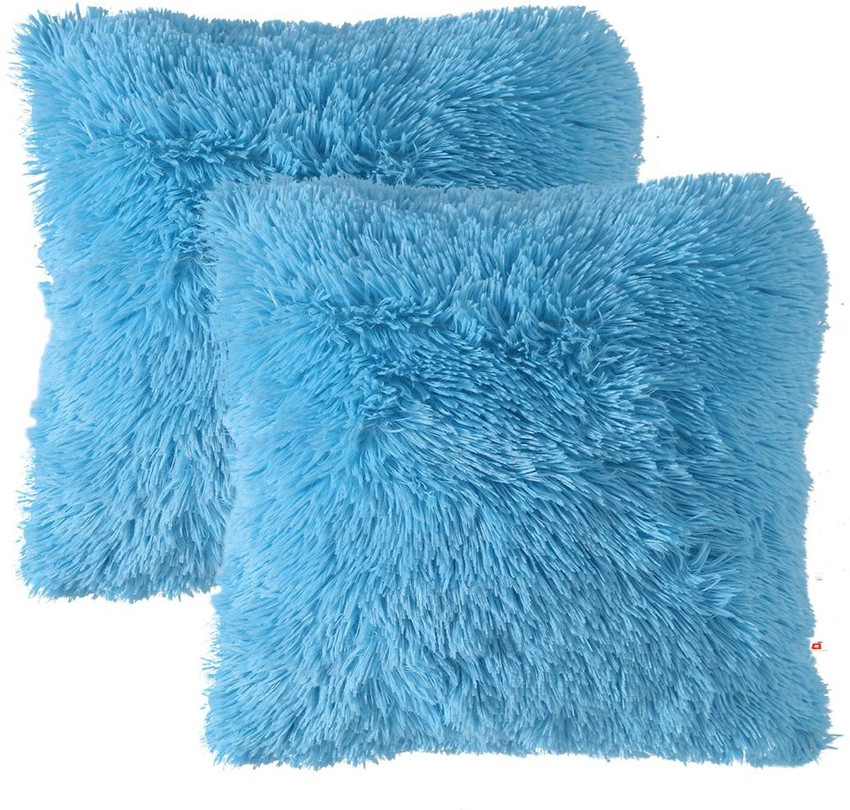 Wondershala Soft fur pillow Sky blue cushion square shape Microfibre Solid Cushion Pack of 2 Buy Wondershala Soft fur pillow Sky blue cushion square shape Microfibre Solid Cushion Pack of 2