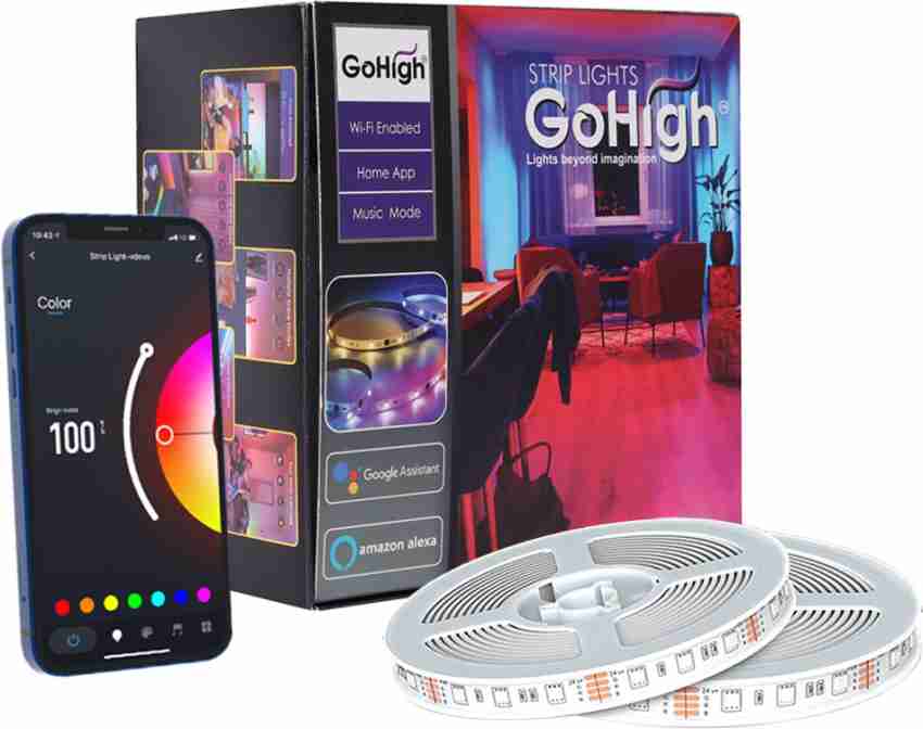 GOHIGH Smart LED Wi-Fi Strip Lights,10 Meter/32.8ft Strip Light, Mobile App  Control, Works with Alexa and Google Assistant, Music Sync