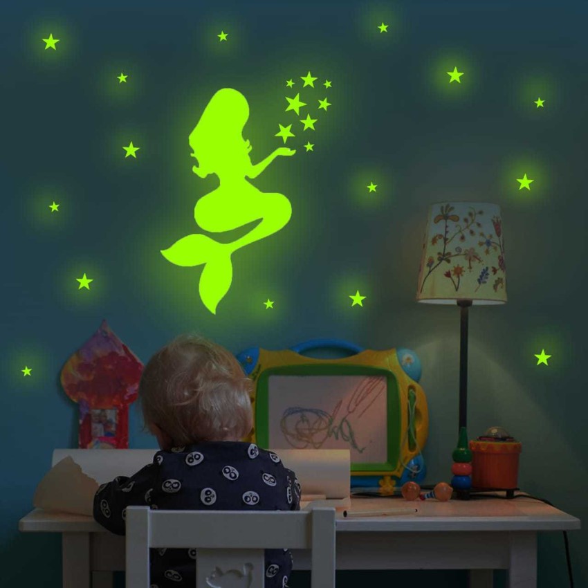 Multicolor Stars Unicorn Luminous Wall Stickers Glow In The Dark Cartoon  Fluorescent Wall Decal For Baby Kids Rooms Home Decor