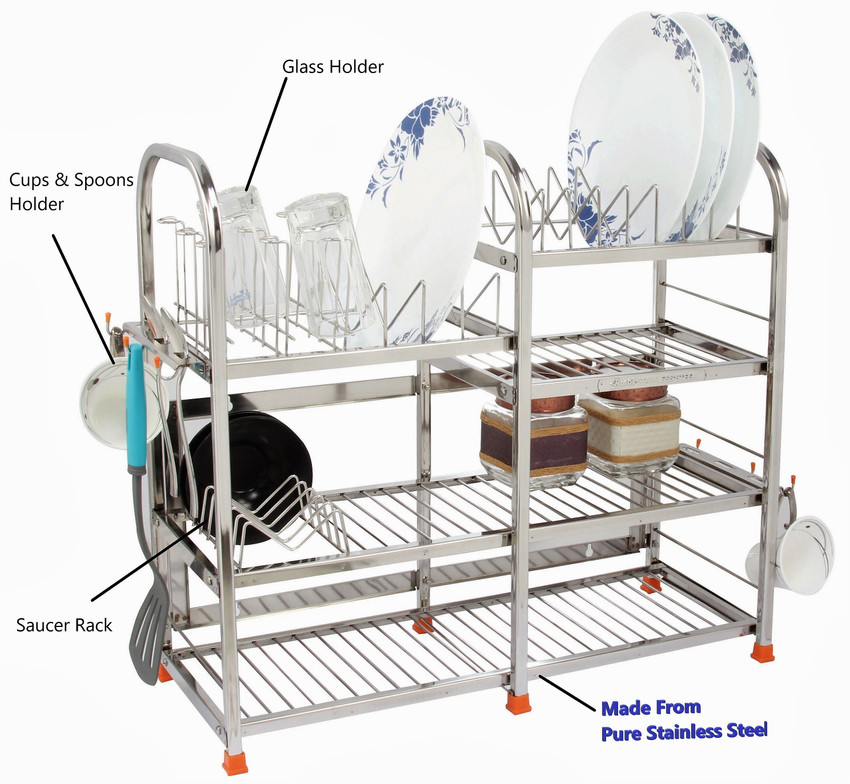 Amol Utensil Kitchen Rack Steel Premium Stainless Steel Dish Wall Mount Utensils Table top Vessels Kitchen Organizer Rack Price in India Buy Amol Utensil Kitchen Rack Steel