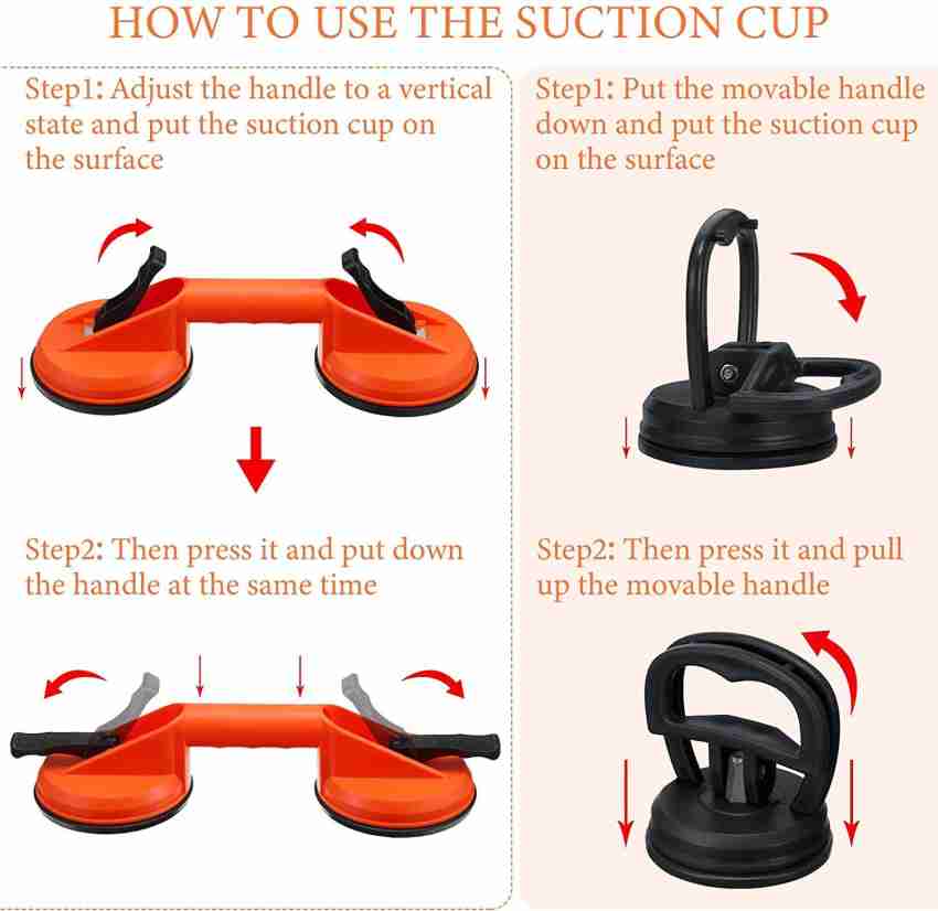 uptodatetools Glass Suction Cups Heavy Duty Dual Suction Cup Vacuum Plate  Handle Car Dent Puller Removers Dent Puller Handle Lifters Dent Puller Suction  Cup for Dent Repair Lifting Moving Glass Lever Tool