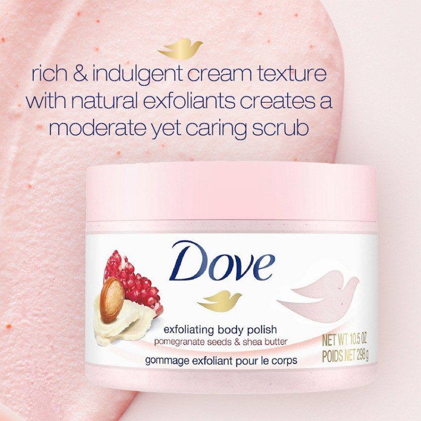 Dove Pomegranate & Shea Butter Body Scrub Exfoliates For Silky