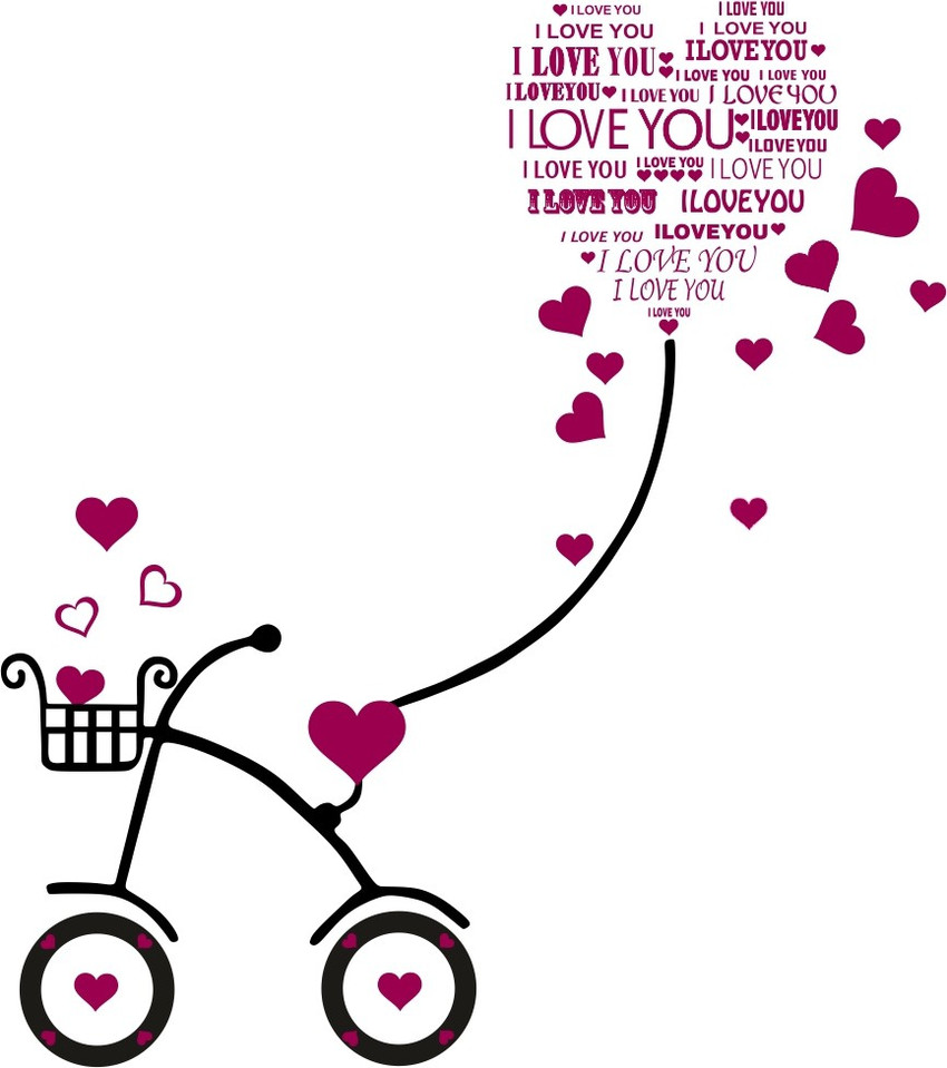 sp decals 100 cm Cycle with heart i love you design multicolor