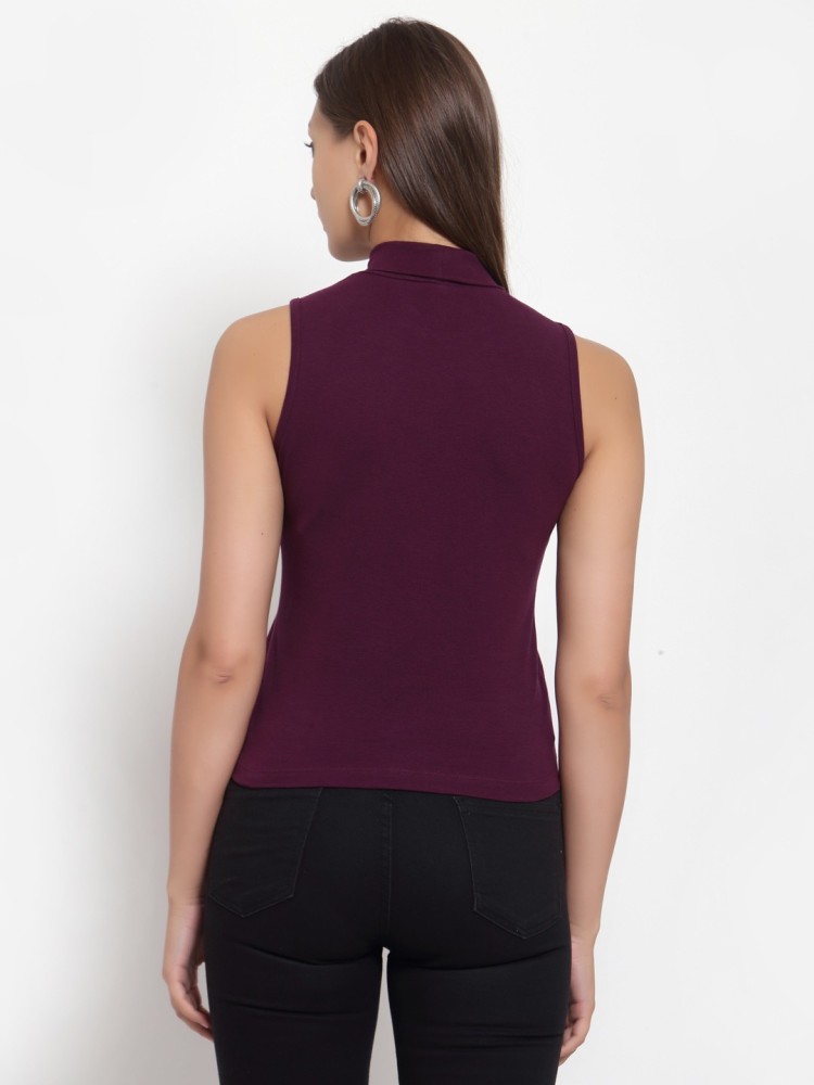 Women Sleeveless Turtleneck Sweater Vest Sweater Top Casual Solid