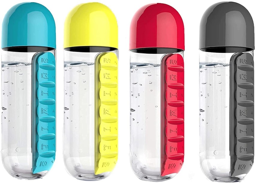 Water Bottle with Pill Holder, Portable Inserted Pill Case Bottle