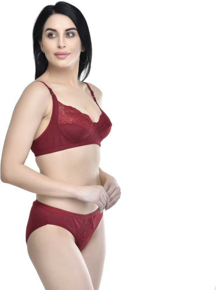 Buy LooksOMG Lycra Bra Panty Set in Red, Peach, Gajri Maroon Color Pack of  4 Online In India At Discounted Prices