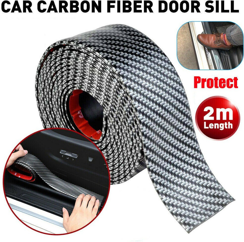 Car Door Sill Guard Anti-Scratch Carbon Fiber Pattern Bumper Protector Strip,  5*100cm/Roll