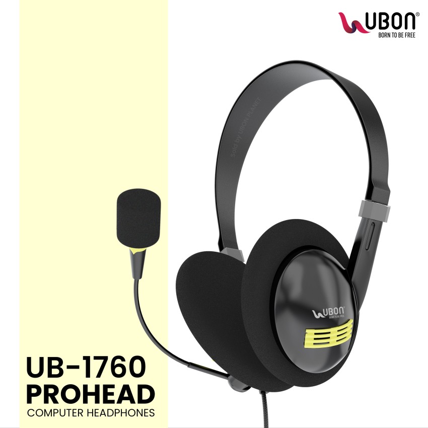 Ubon Computer Headphone UB 1760 with Flexible Mic Wired Headset