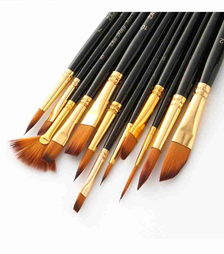 6pcs/set Painting Brush Oil Paint Nylon Hair Water Color Acrylics Brush Art  Set Oil Painting Brushes Wooden Handle Watercolor Paint Brush Pen Set Lear