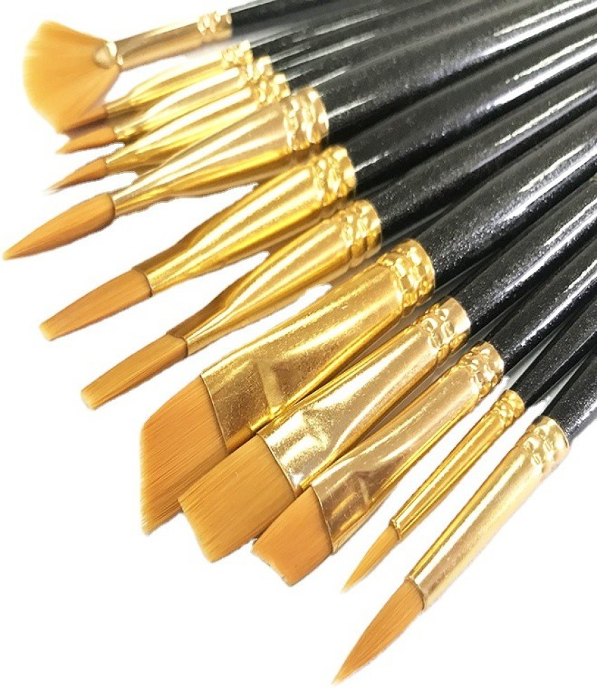 Buy FRKB Fan Golden Synthetic Hair Painting Brush Set of 6 Piece for  Watercolor,Acrylic Painting and for Makeup Online at Best Prices in India -  JioMart.