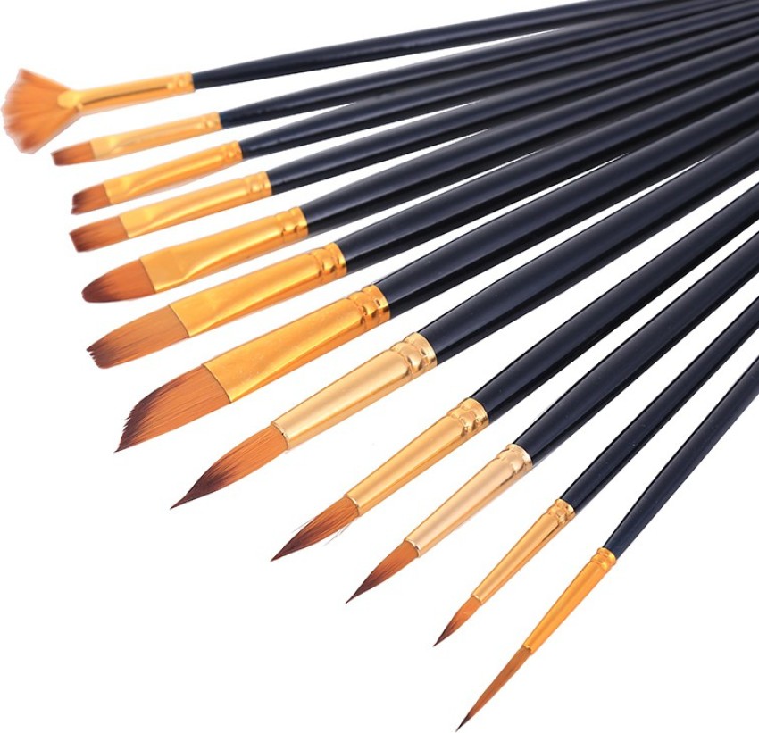 Painting Brushes Set of 12 Professional Round Pointed Tip Nylon