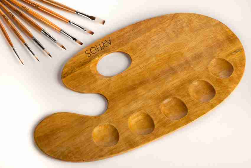 ARTIOS Wooden Painting Palette for Acrylic Oil Watercolor Gouache Painting for Professional Artists Art Enthusiasts Kids 36x18cm 6 Paint Wells Palettes Price in India Buy ARTIOS Wooden Painting Palett...