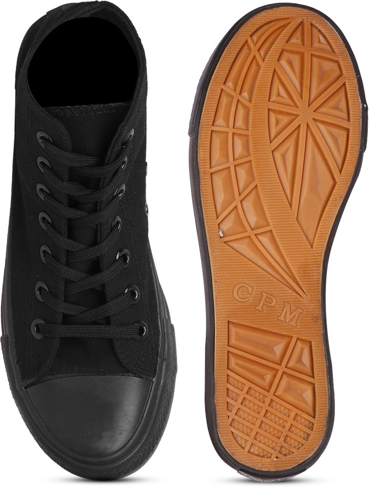 Plain black high top sneakers sales