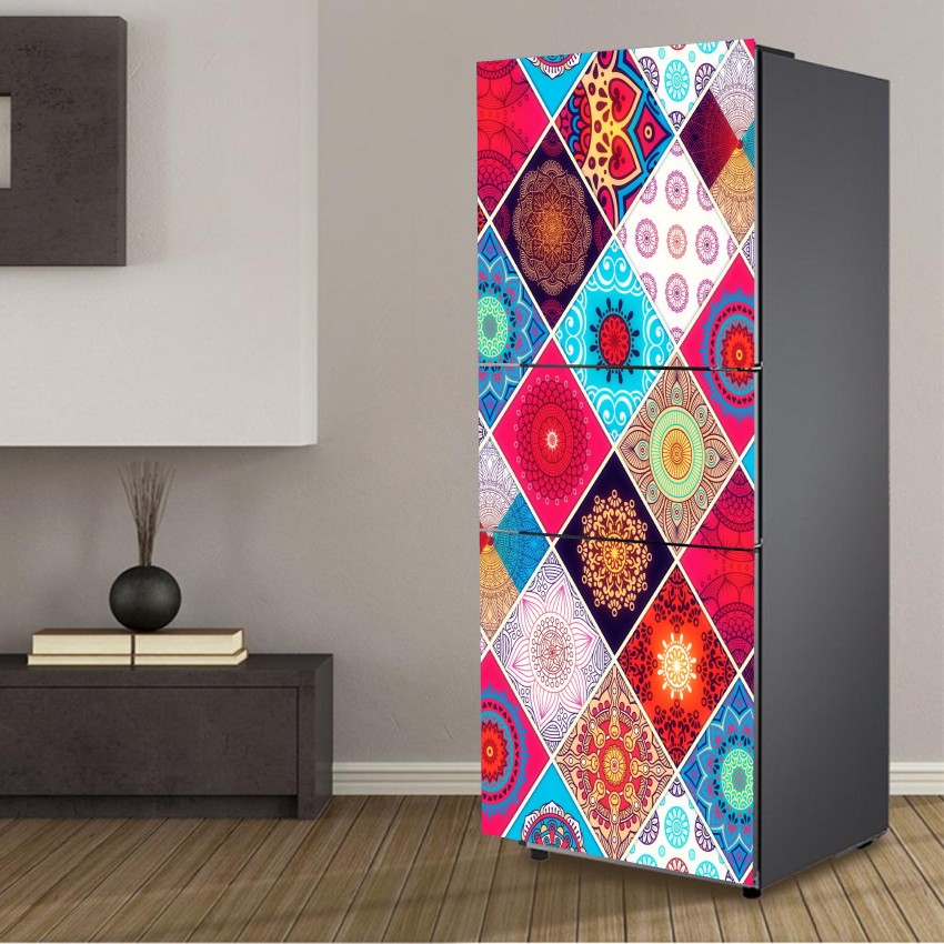 Decorative flower and dark blur background wallpaper sticker for fridge  décor