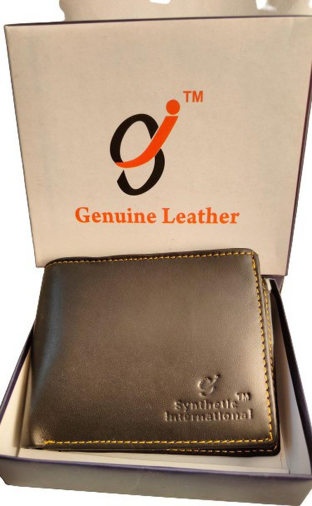 synthetic international Men Black Genuine Leather Wallet BLS