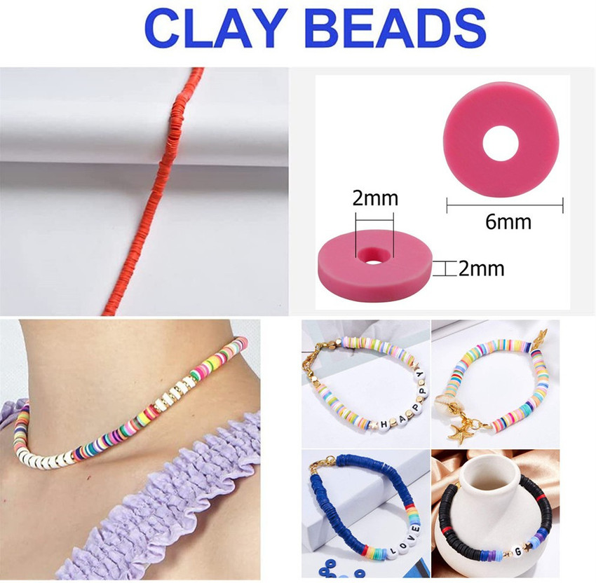 PATPAT 3000pcs Beads for Jewellery Making Flat Beads Multicolor Flat Beads for Bracelet Necklace Making Polymer Clay Flat Beads for DIY Jewelry