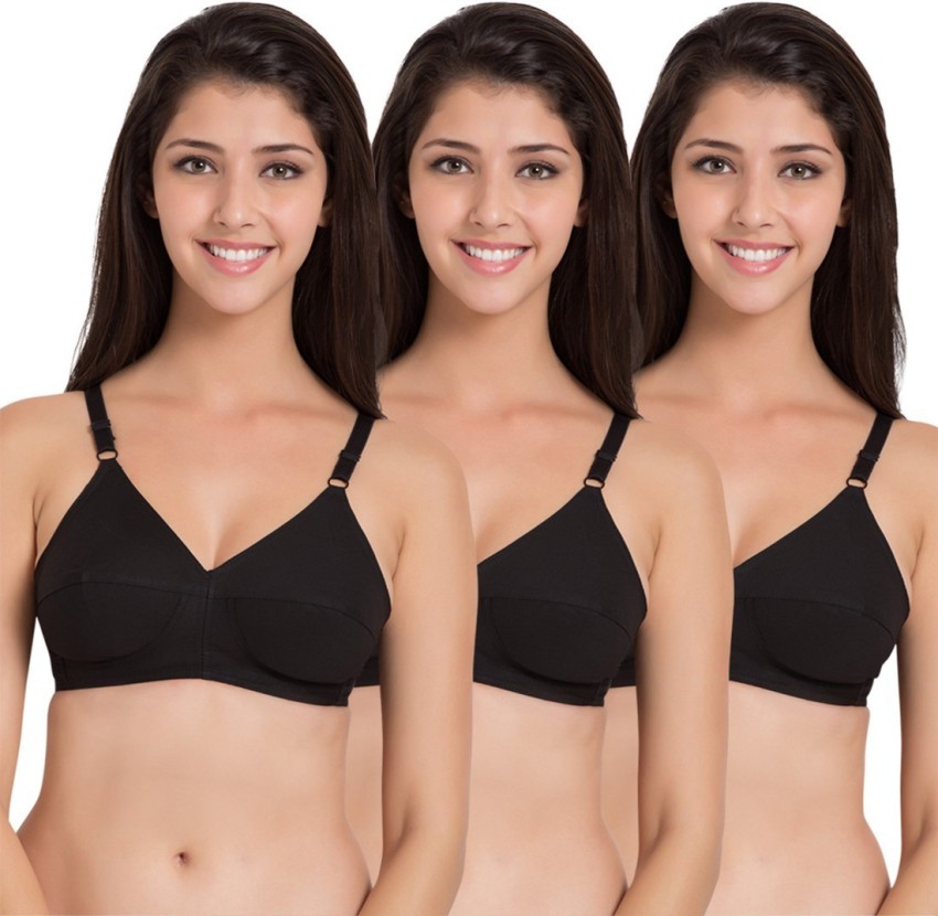 SOUMINIE by Belle Lingeries Classic Fit Cotton Non-Padded Pack of 3 Women  Full Coverage Non Padded Bra - Buy Black SOUMINIE by Belle Lingeries  Classic Fit Cotton Non-Padded Pack of 3 Women