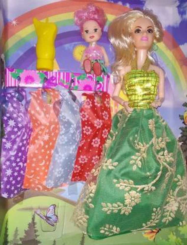 Tricolor Pretty Doll Dresses for kids Multicolor Pretty Doll