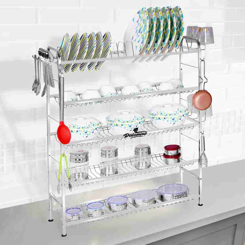 PALOMINO Utensil Kitchen Rack Steel 5 LAYER 30*30 inch Wall Mount Modern  Kitchen Utensils Dish Rack Stainless Steel Kitchen Rack Utensil Rack  Utensil Stand (Steel) Steel Kitchen Rack (Steel) Price in India 