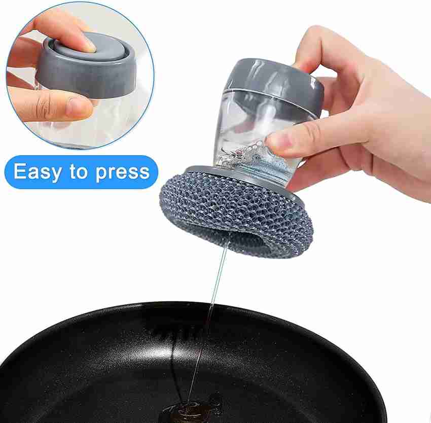 Buy COINFINITIVE Kitchen Soap Dispensing Palm Brush Multifunctional Cleaning  Brush Kitchen Tools Self Dispensing Soap Scrubber Sponge Plastic Liquid  Soap Online at Best Prices in India - JioMart.