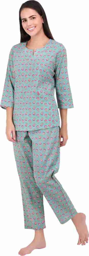 Blue-Patterned Short Style Comfy Pajama Set X40042