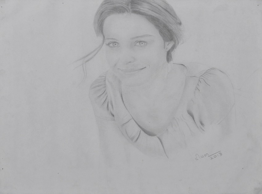 Black And White Paper Girl Pencil Sketch Size A4