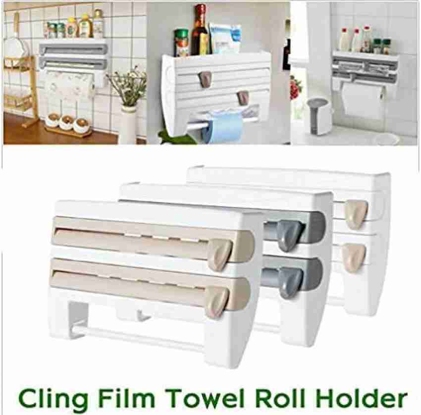 VGmax 4-in-1 Wall Mount Tissue Holder Multifunctional Kitchen Plastic Wrap  Cling Film Paper Roll Cutter Shelf with Spice Sauce Bottle Storage Paper  Dispenser Price in India - Buy VGmax 4-in-1 Wall Mount