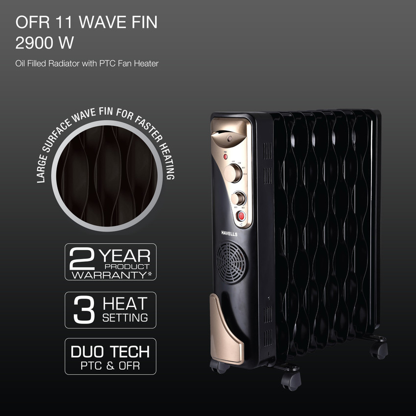 HAVELLS OFR 11 Wave Fin (Black) Oil Filled Room Heater Price in India - Buy  HAVELLS OFR 11 Wave Fin (Black) Oil Filled Room Heater online at  Flipkart.com