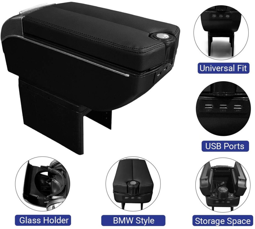 Rhtdm Center Console/Armrest with USB Ports, Glass Holder and