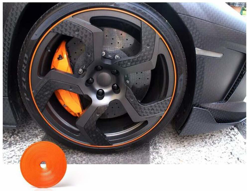 Auto MT Orange Car Universal Alloy Wheel Rim Ring Tyre Guard