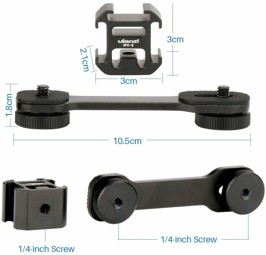 Hiffin Ulanzi PT-3 Triple Cold Shoe Mounts Plate Microphone Extension Bar  Bracket Stand Gimbal Accessories Compatible for Zhiyun Smooth 4/DJI OSMO  Mobile 2/Feiyu Vimble 2 Custom Flash Bracket Price in India -