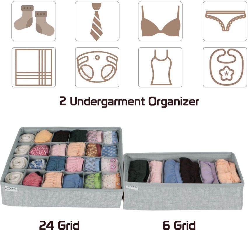 HOKiPO Undergarment Organizer Storage Box for Drawers Bra Panty