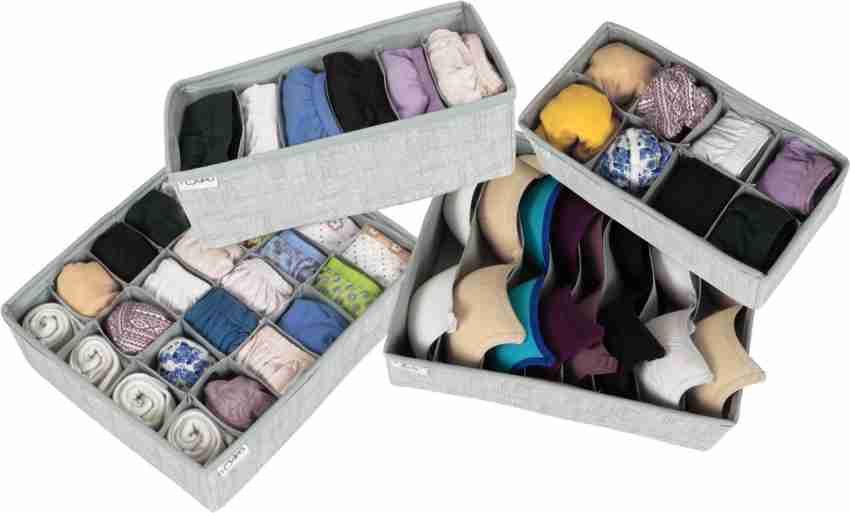 HOKiPO Undergarment Organizer Storage Box for Drawers Bra Panty Socks Tie  Lingerie Organizer for Wardrobe (IN-332 + IN-334 + IN-335 + IN-336-GRY)  Drawer Divider Price in India - Buy HOKiPO Undergarment Organizer