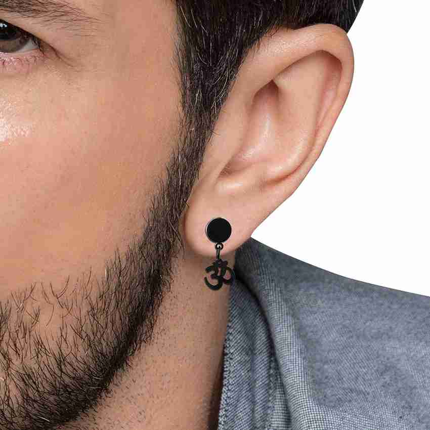 Flipkart Buy morir Stainless Steel Black Spiritual Om Symbol Single Ear Stud Earring Piercing Jewelry For Mens Boys 1 PC Metal Stud Earring Online at Best Prices in India