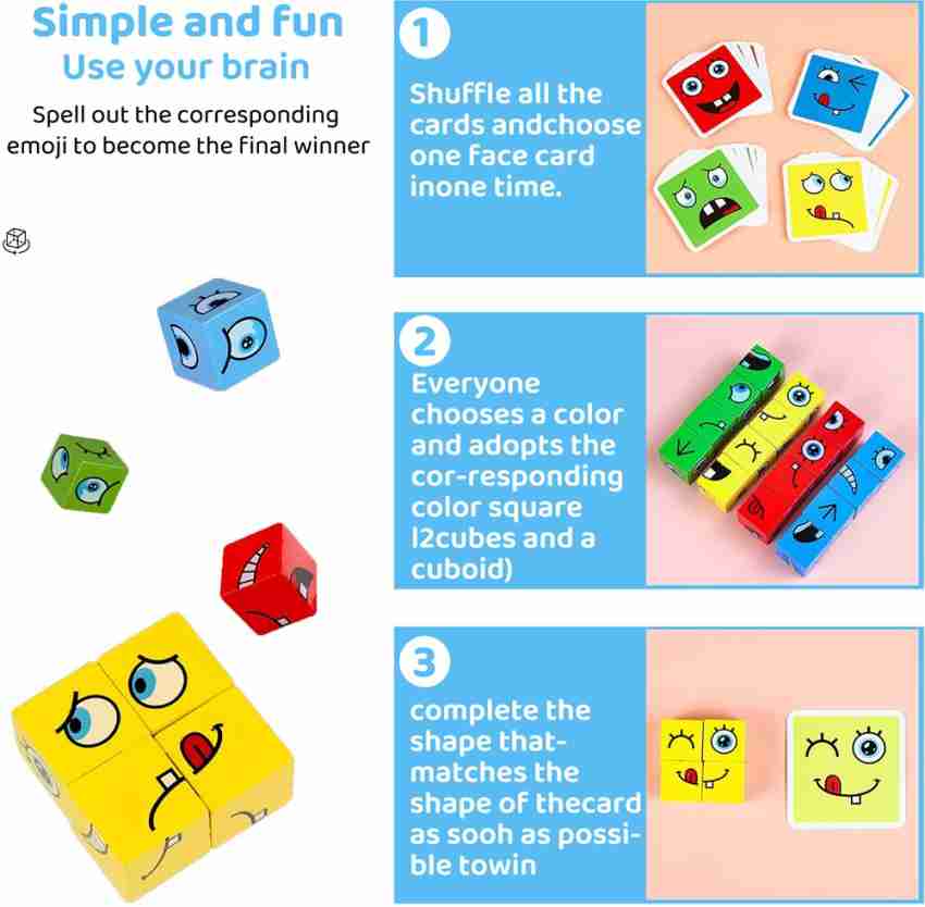 PATPAT Wooden Expressions Matching Block Puzzle Educational Games  Montessori Toy for Kids Preschool Ages 3 Years and Up,Face-Changing Rubik's  Cube Building Blocks Price in India - Buy PATPAT Wooden Expressions  Matching Block