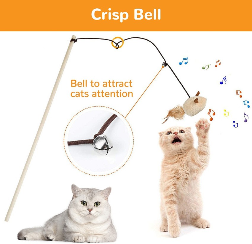 1Pc Kitten Cat Pet Toy Funny Cat Toy Fishing Rod Stick Teaser Colour  Streamer Interactive Cat Play Wand With bell Toys For Cats.. Cat Toys