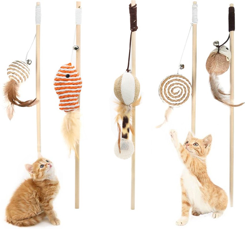 Cat Fishing Pole Toy - Funny Interactive Fish Toy For Cats, Kittens, And  Small Pets, Retractable Fishing Pole Wand Catcher Exerciser Giftable Cat